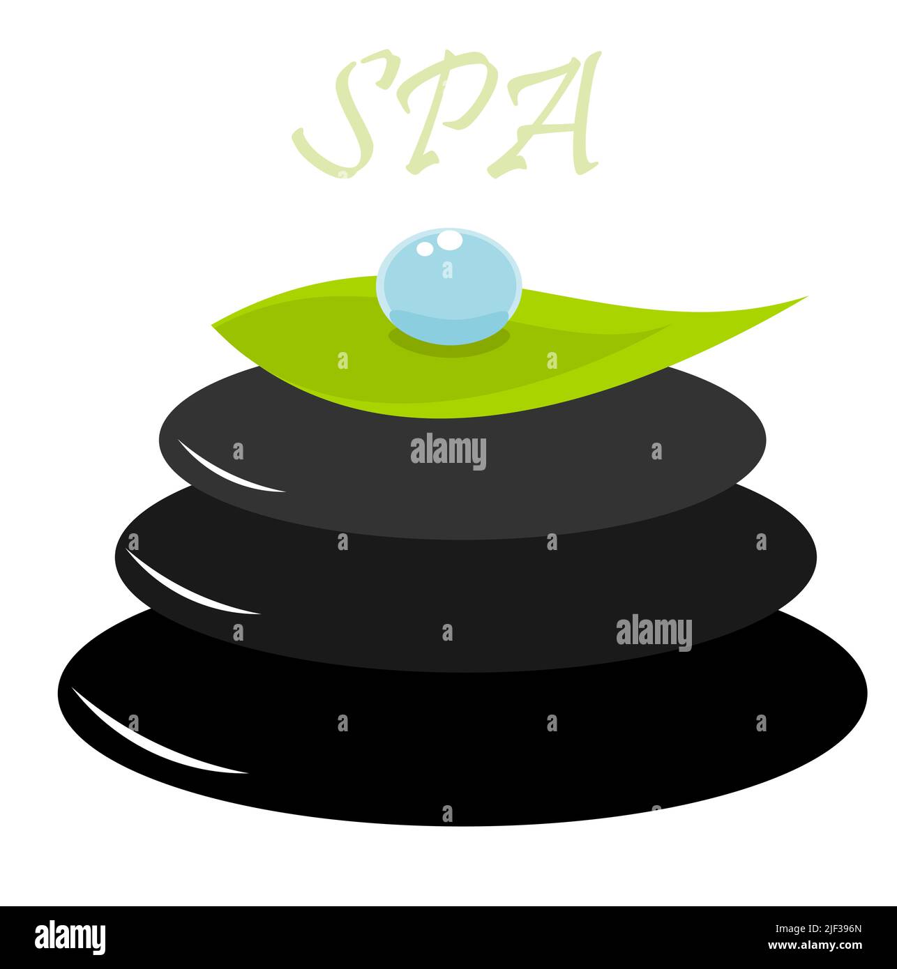 Spa encore vie. Goutte d'eau sur la feuille et la pile de pierres zen Illustration de Vecteur
