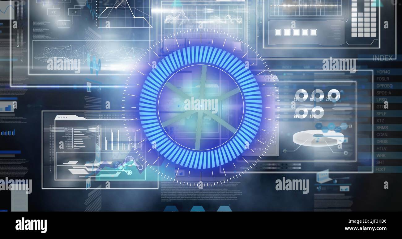 Image du cercle de traitement sur le graphique et les données scientifiques Banque D'Images