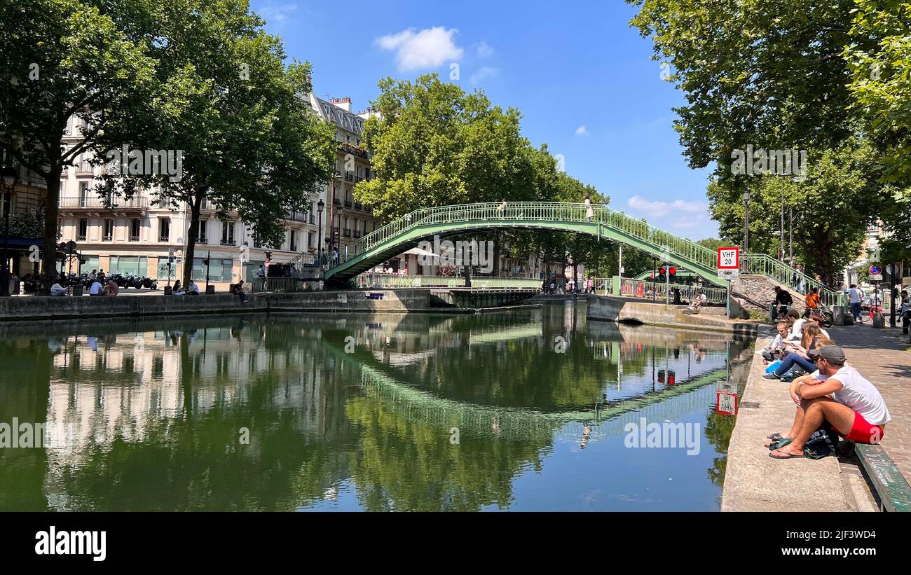 Canal Saint Martin Paris Banque D'Images