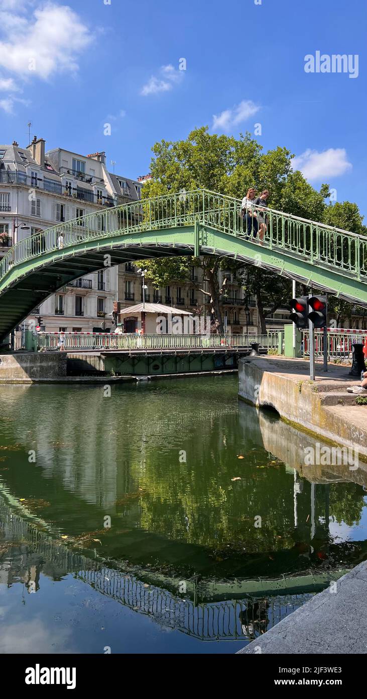 Canal Saint Martin Paris Banque D'Images