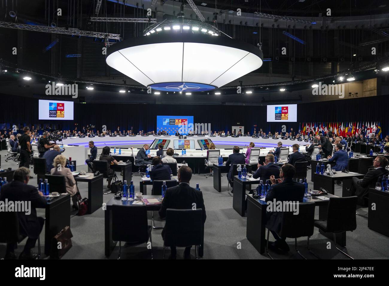 Madrid, Espagne. 29th juin 2022. Les chefs d'Etat et de gouvernement et les partenaires de l'OTAN assistent à une réunion au sommet de l'OTAN à Madrid, en Espagne, mercredi, à 29 juin 2022. Photo de Paul Hanna/UPI crédit: UPI/Alay Live News Banque D'Images