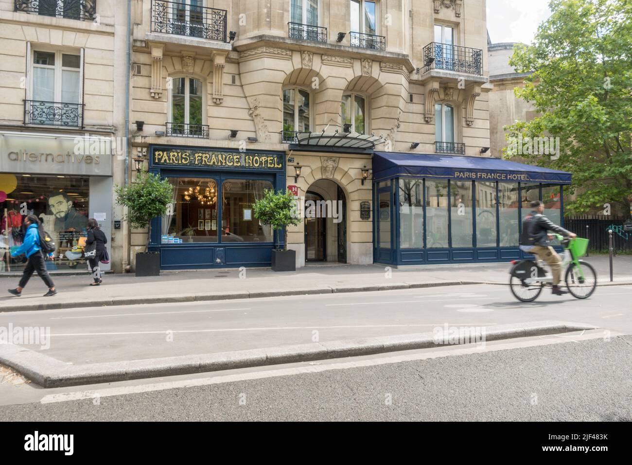 Hôtel Paris france, entrée façade, quartier du Marais, Paris, France. Banque D'Images