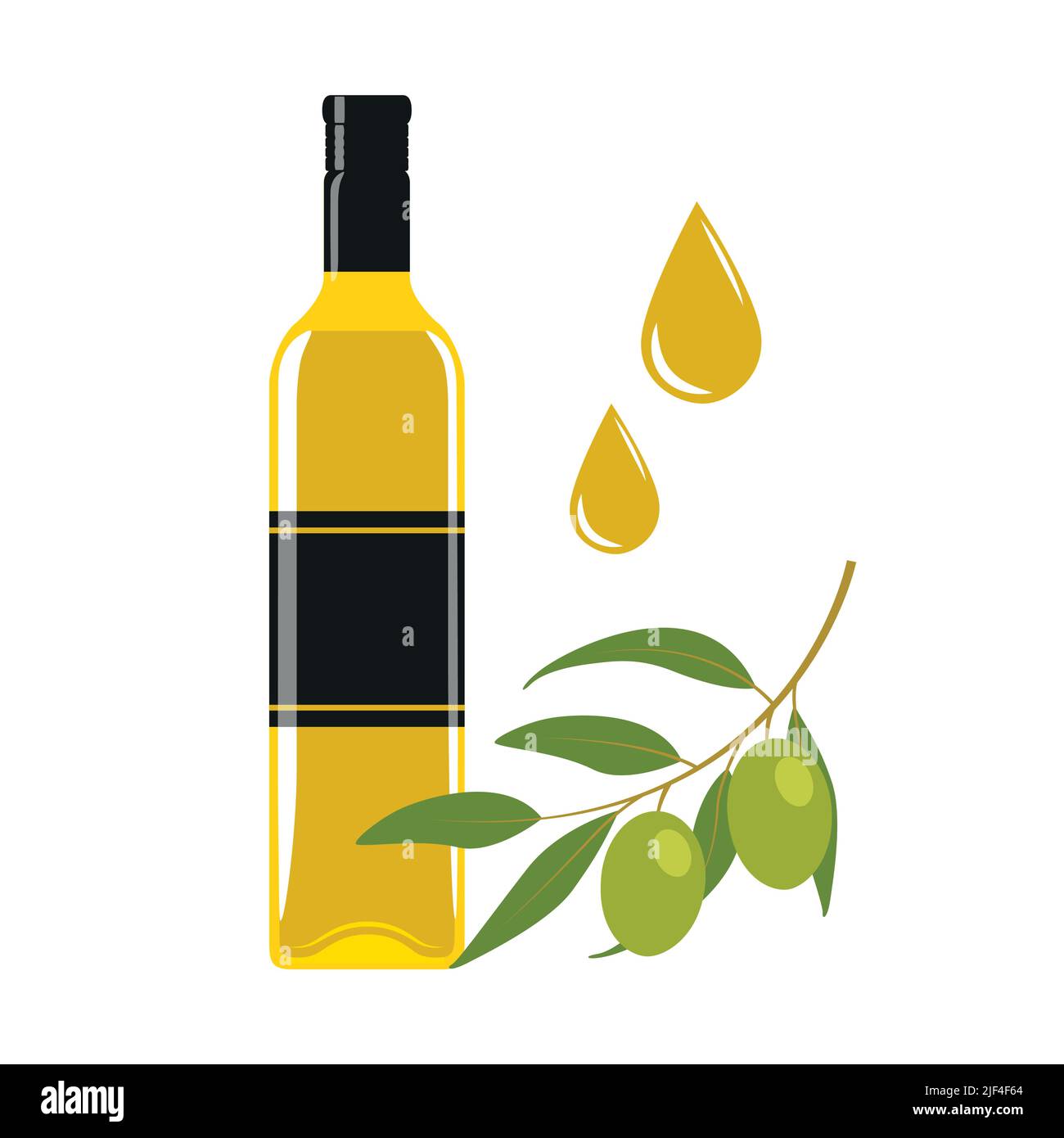 bouteille de verre d'huile d'olive avec arbuste d'olive isolé sur blanc Illustration de Vecteur