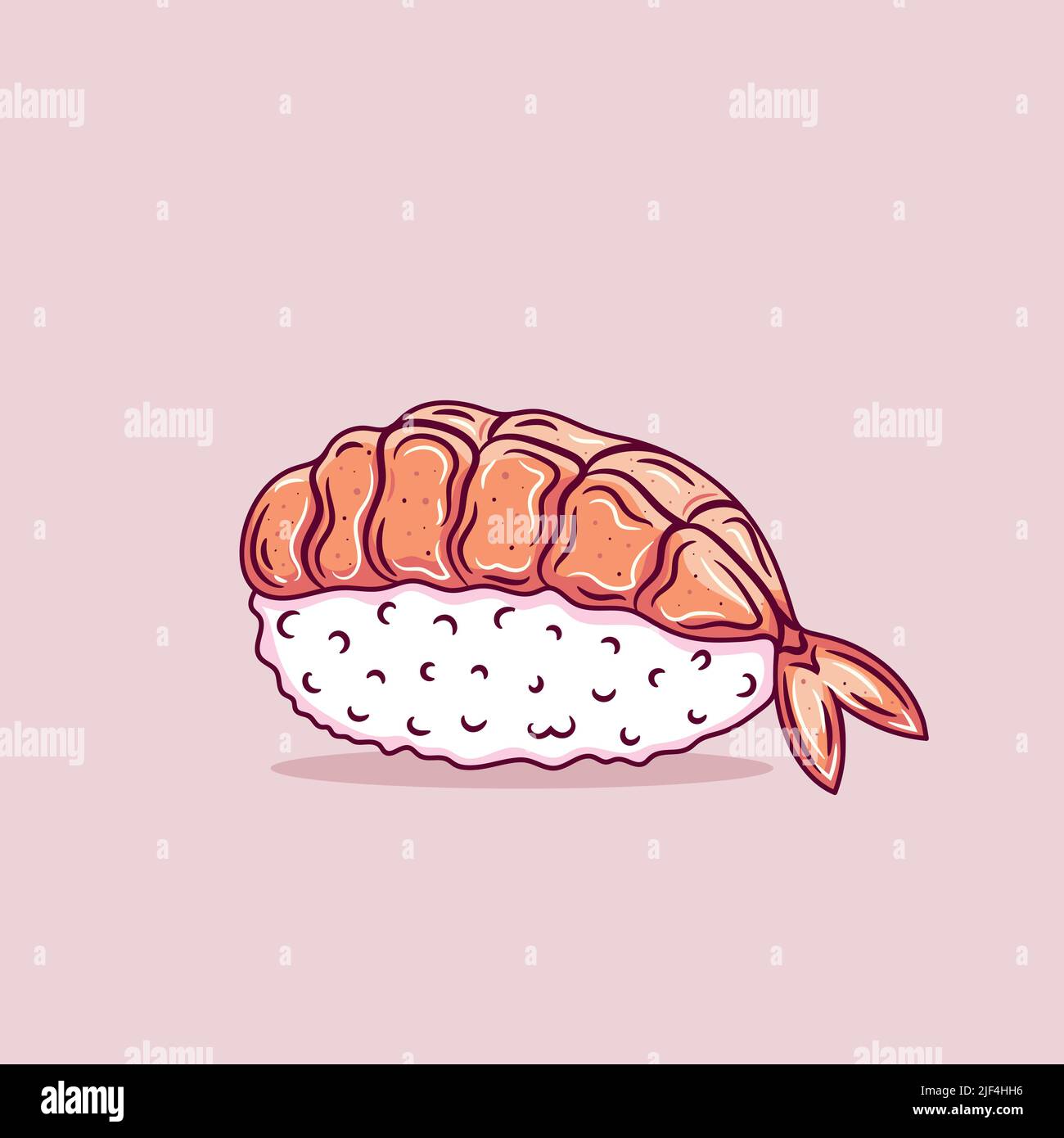 Sushi nigiri japonais avec riz de riz EBI de crevettes vecteur d'illustration. Illustration de Vecteur