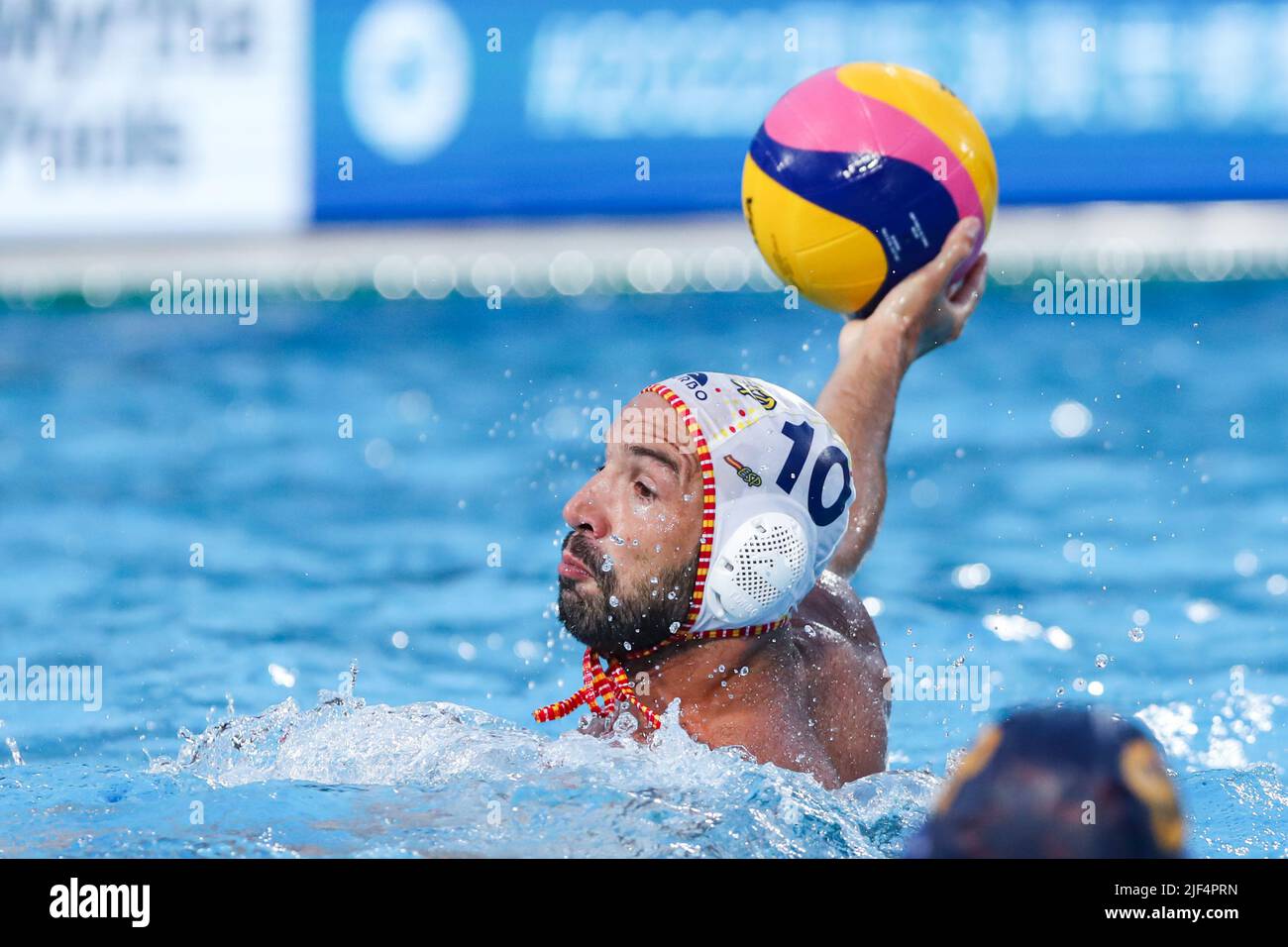 BUDAPEST, HONGRIE - JUIN 29: Felipe Perrone Rocha d'Espagne lors des Championnats du monde de la FINA Budapest 2022 quart de finale match entre l'Espagne et le Monténégro sur 29 juin 2022 à Budapest, Hongrie (photo par Albert Ten Hove/Orange Pictures) Banque D'Images