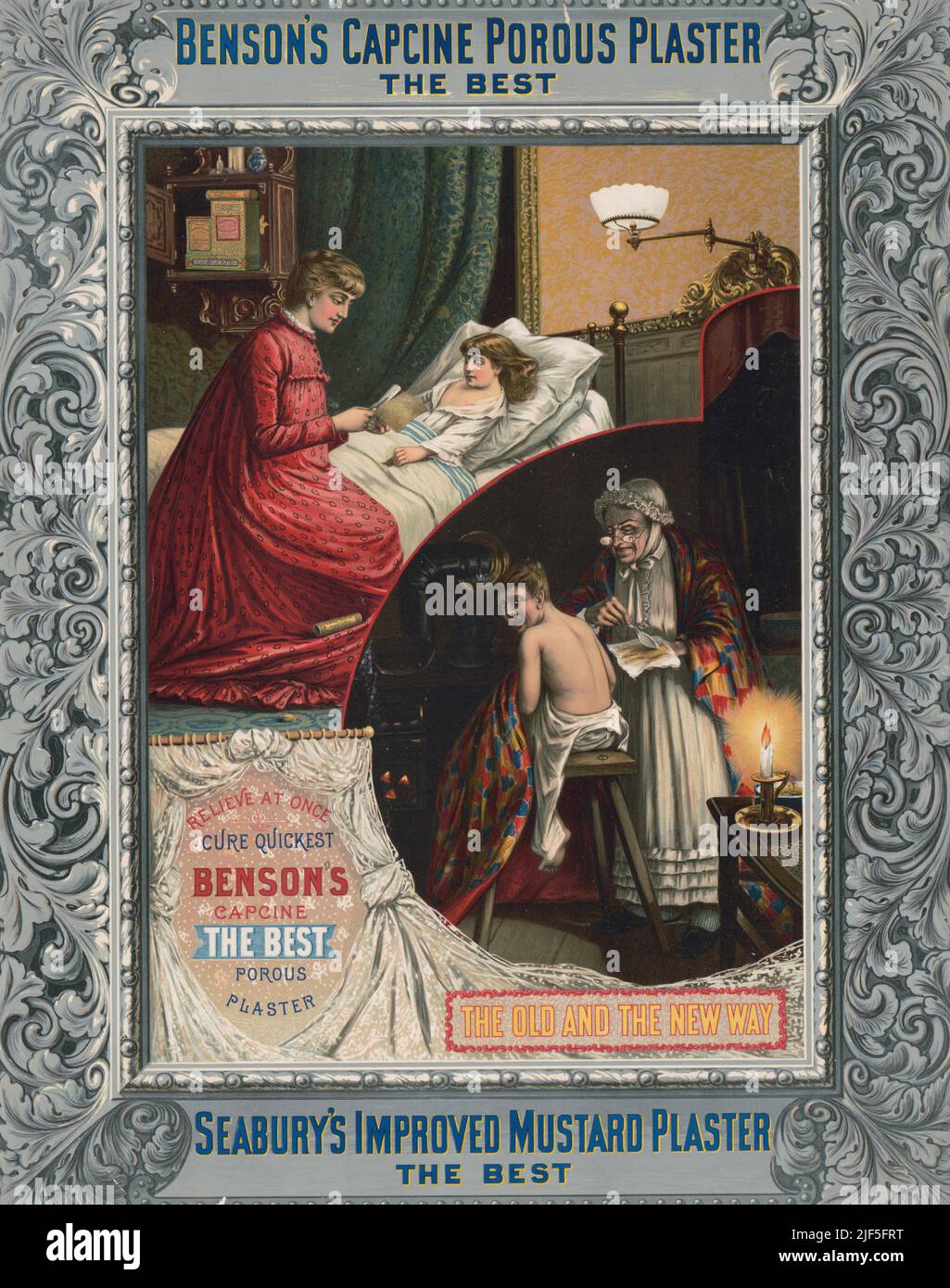 1888 annonce pour le plâtre poreux Capcine de Benson et le plâtre Mustard amélioré de Seabury Banque D'Images
