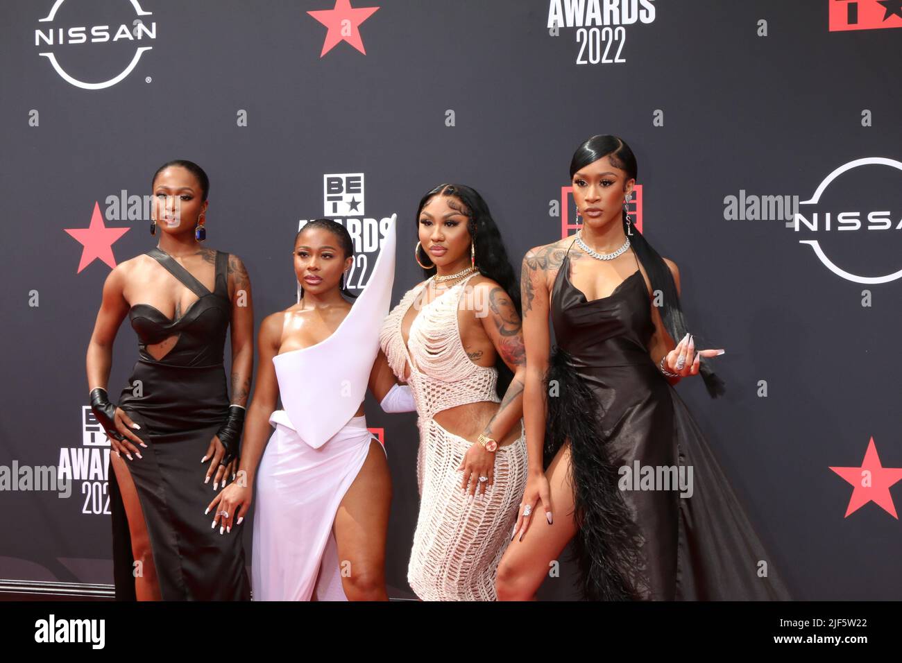 LOS ANGELES - 26 JUIN : DESS Dior, Jayda Clourde, Ari Fletcher, Lakeyah aux prix BET 2022 au Microsoft Theatre on 26 juin 2022 à Los Angeles, CA Banque D'Images