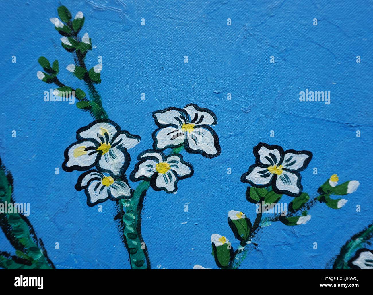 Peinture à l'huile d'art , fleur de cerisier , abstrait , design , van Gogh Banque D'Images