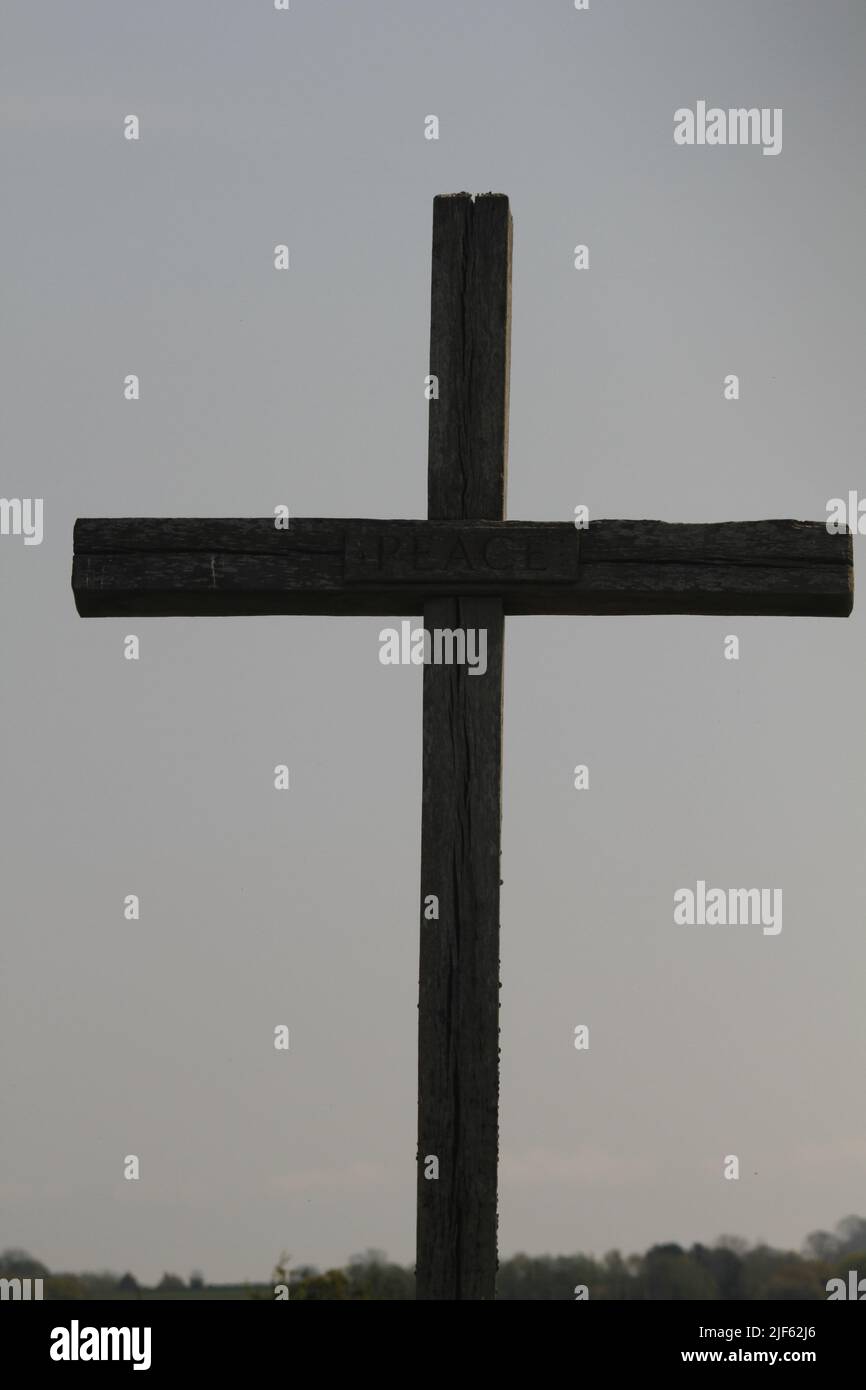 Croix de la paix chrétienne à l'abbaye de Saint-Benet Banque D'Images