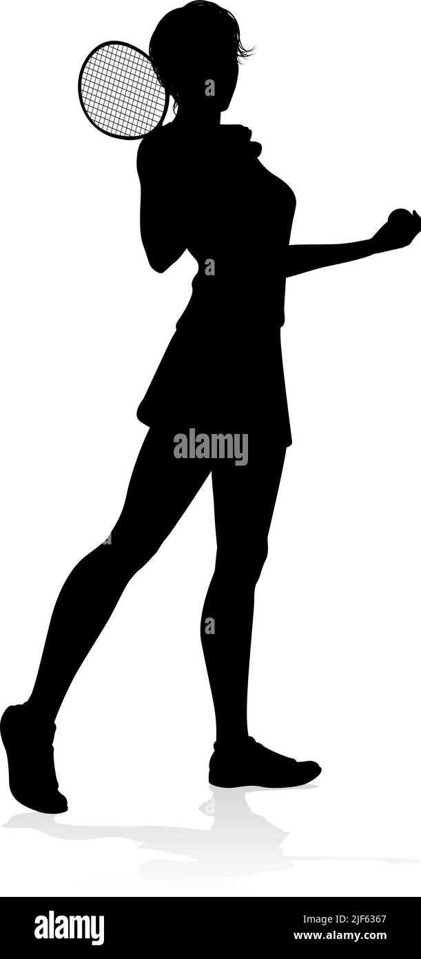 Tennis Player Woman Sport Person Silhouette Illustration de Vecteur