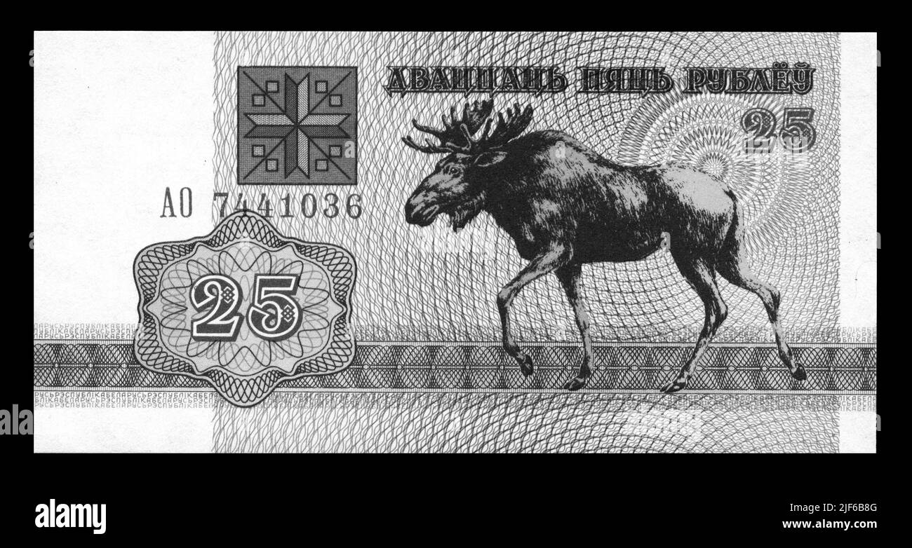 Photo Banknote Belarus, 1992,25 roubles, dos Banque D'Images