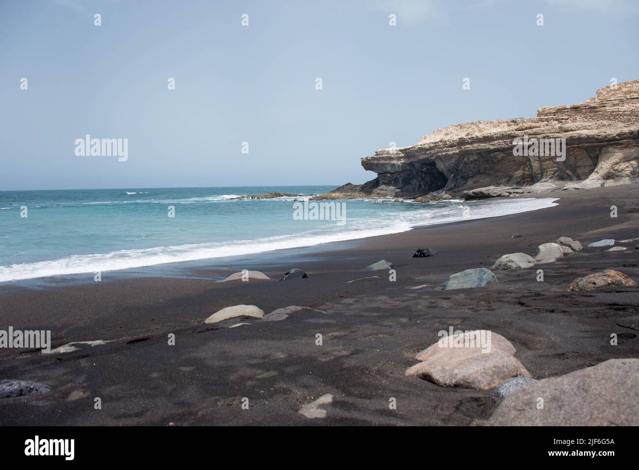 Plage de sable noir à Fuerteventura 3 Banque D'Images