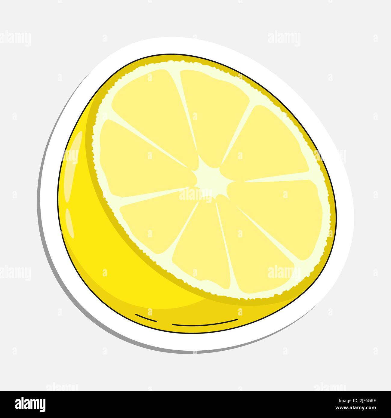 Tranches de citron en forme de coolé. Citron avec zeste haché. Icône de dessin animé dessinée à la main avec un trait. Autocollant vectoriel de dessin animé isolé sur fond blanc Illustration de Vecteur