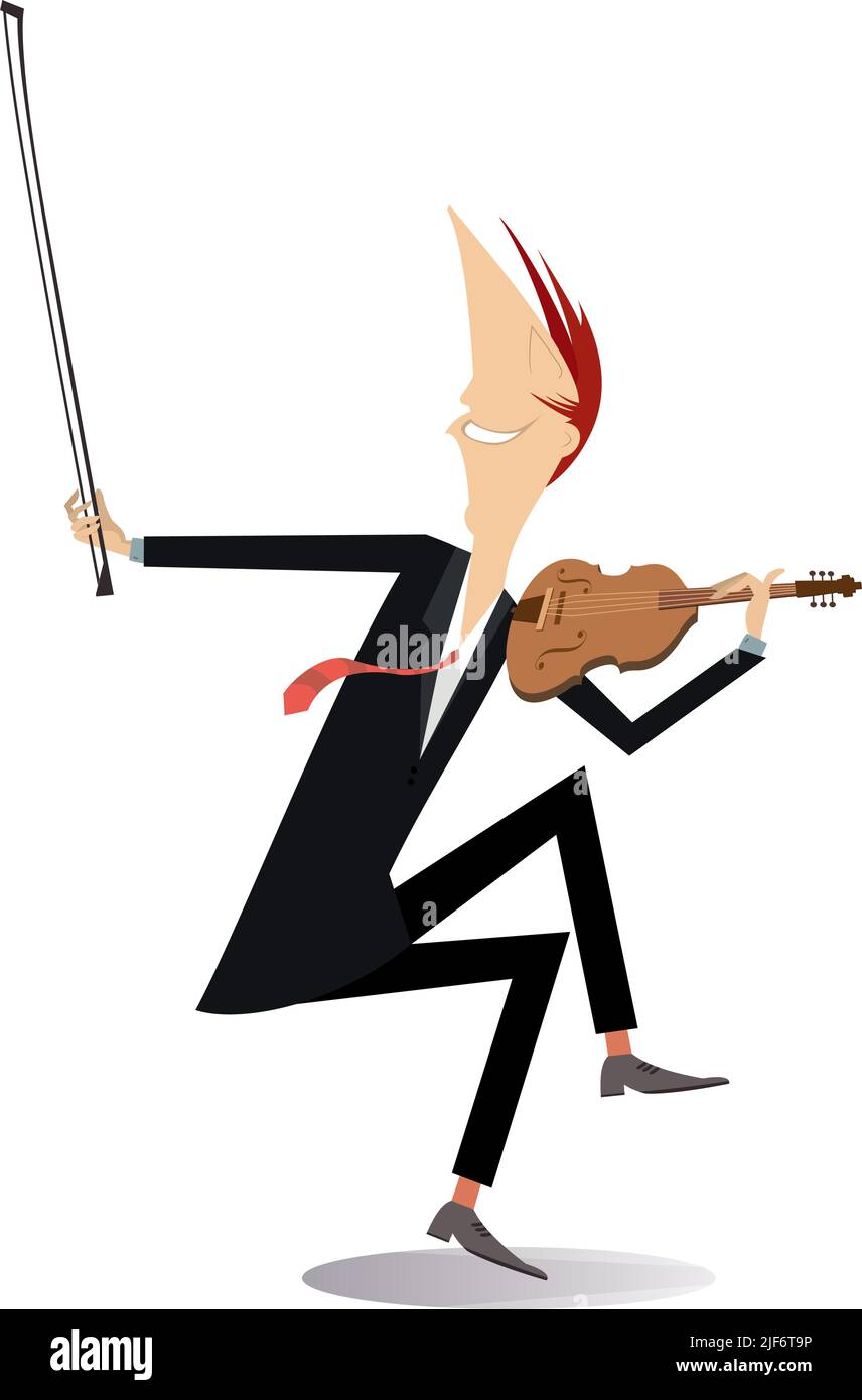 Homme violoniste illustration. L'homme est violoniste à jouer de la musique avec l'inspiration isolated on white Illustration de Vecteur