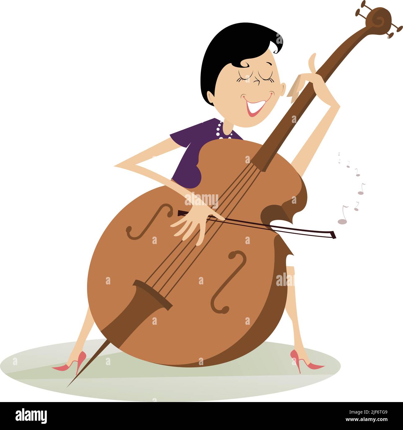 Femme violoncelliste. La violoncelliste joue de la musique avec le grand sentiment Illustration de Vecteur