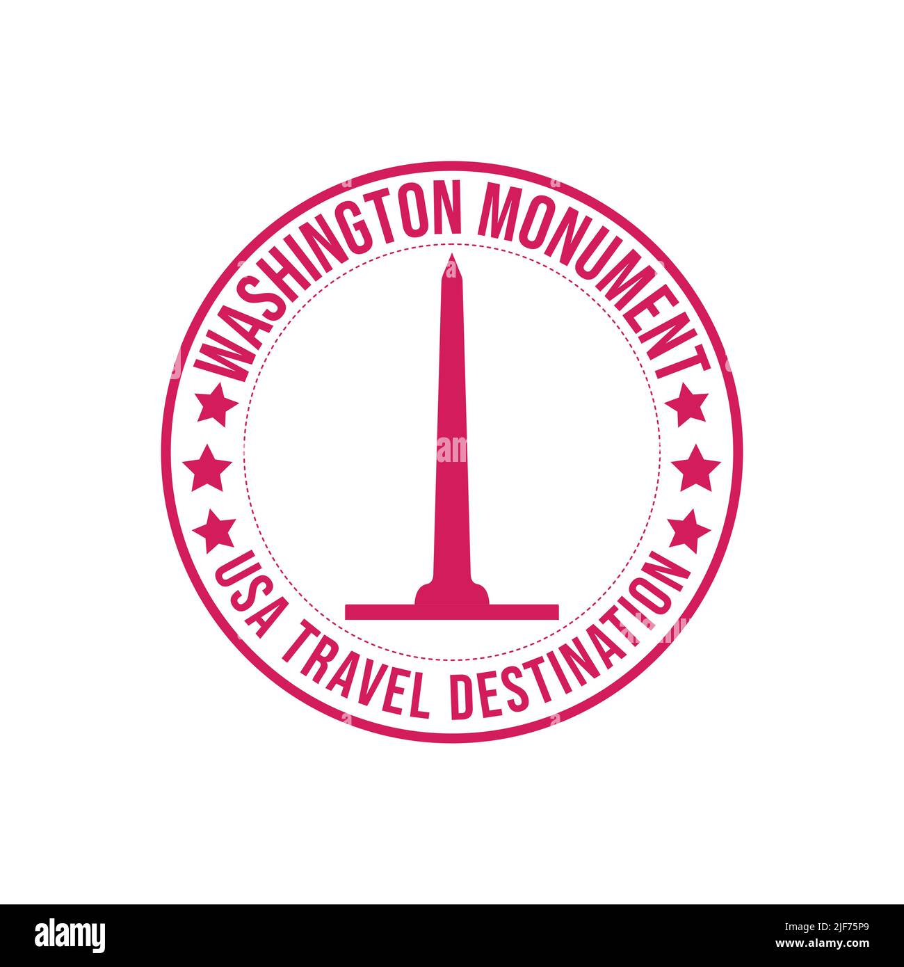 Emblème cachet en caoutchouc avec le texte Washington monument destination Voyage écrit à l'intérieur du timbre. America Memorial architecture historique Voyage des Illustration de Vecteur