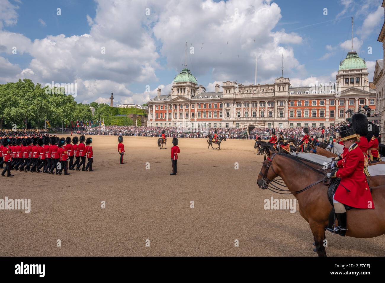 Horse Guards Parade, Londres, Royaume-Uni. 2 juin 2022. Trooping The Color, la parade d’anniversaire de la Reine, qui a eu lieu en année du Jubilé de platine. Banque D'Images