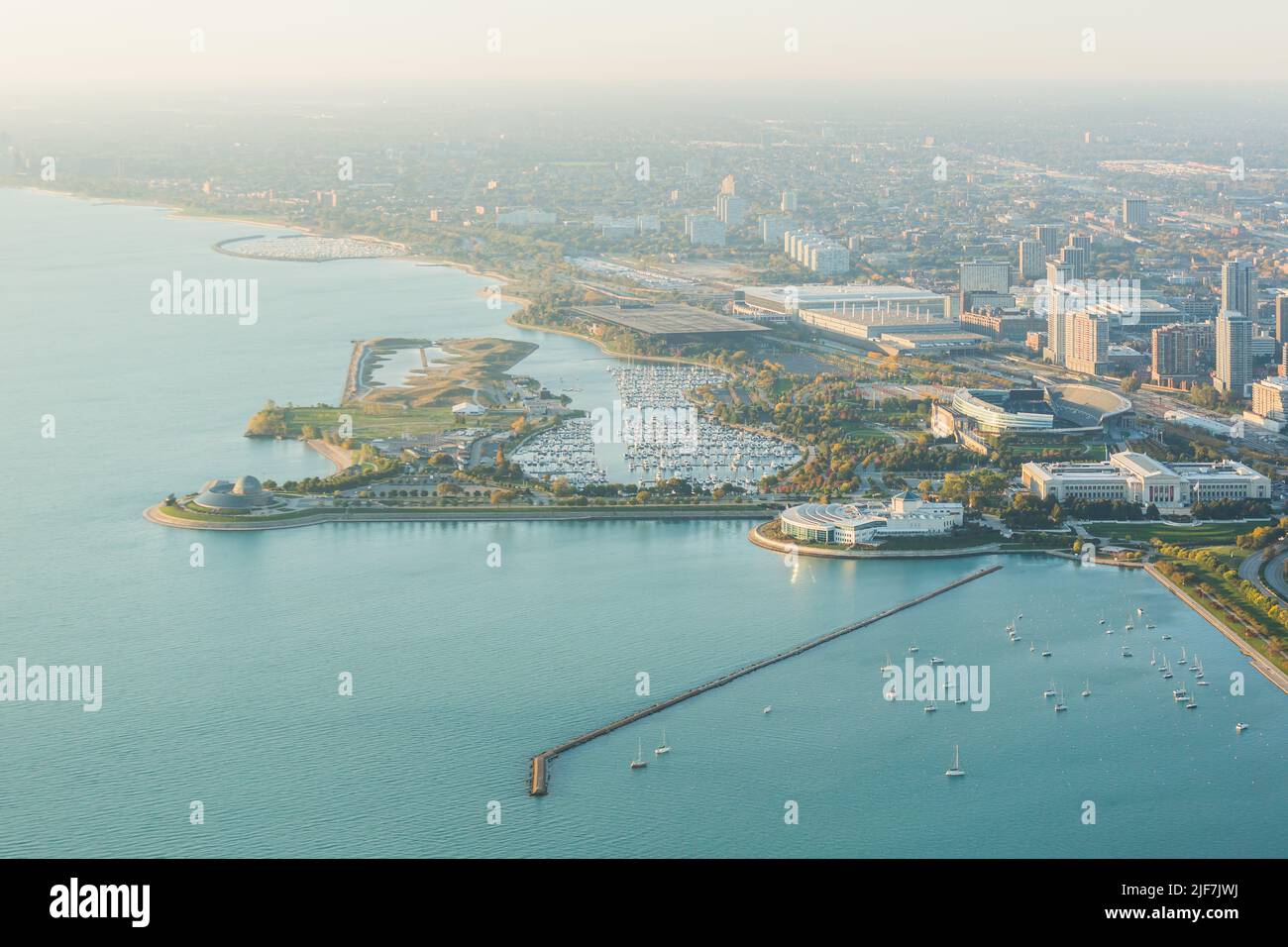 Monroe Harbour Shedd Aquarium Chicago Aerial Banque D'Images