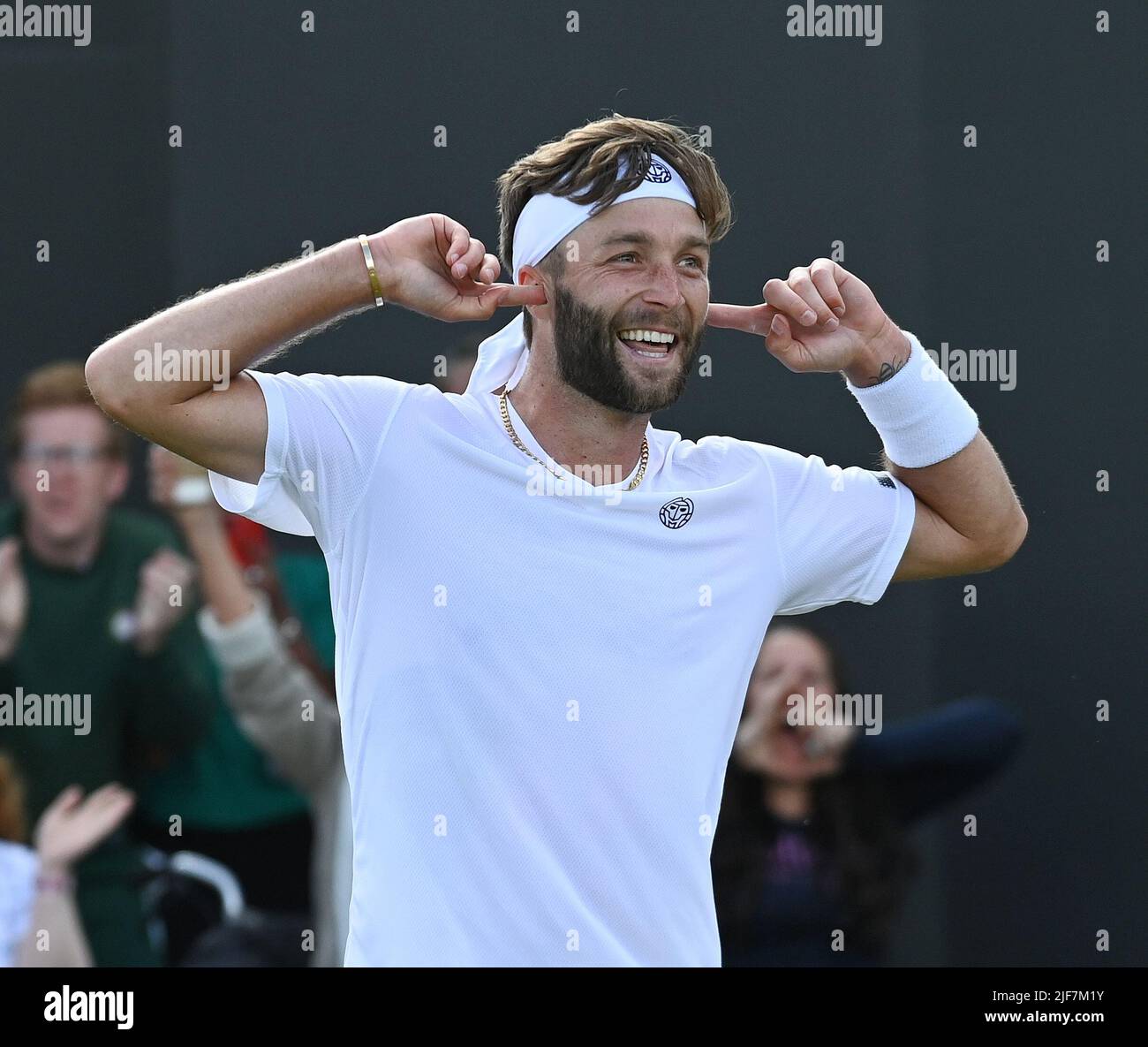 London Wimbledon Championships Day 4 30/06/2022 Liam Broady (GBR) remporte le deuxième tour de match. Roger Parker International Sports Fotos Ltd Banque D'Images