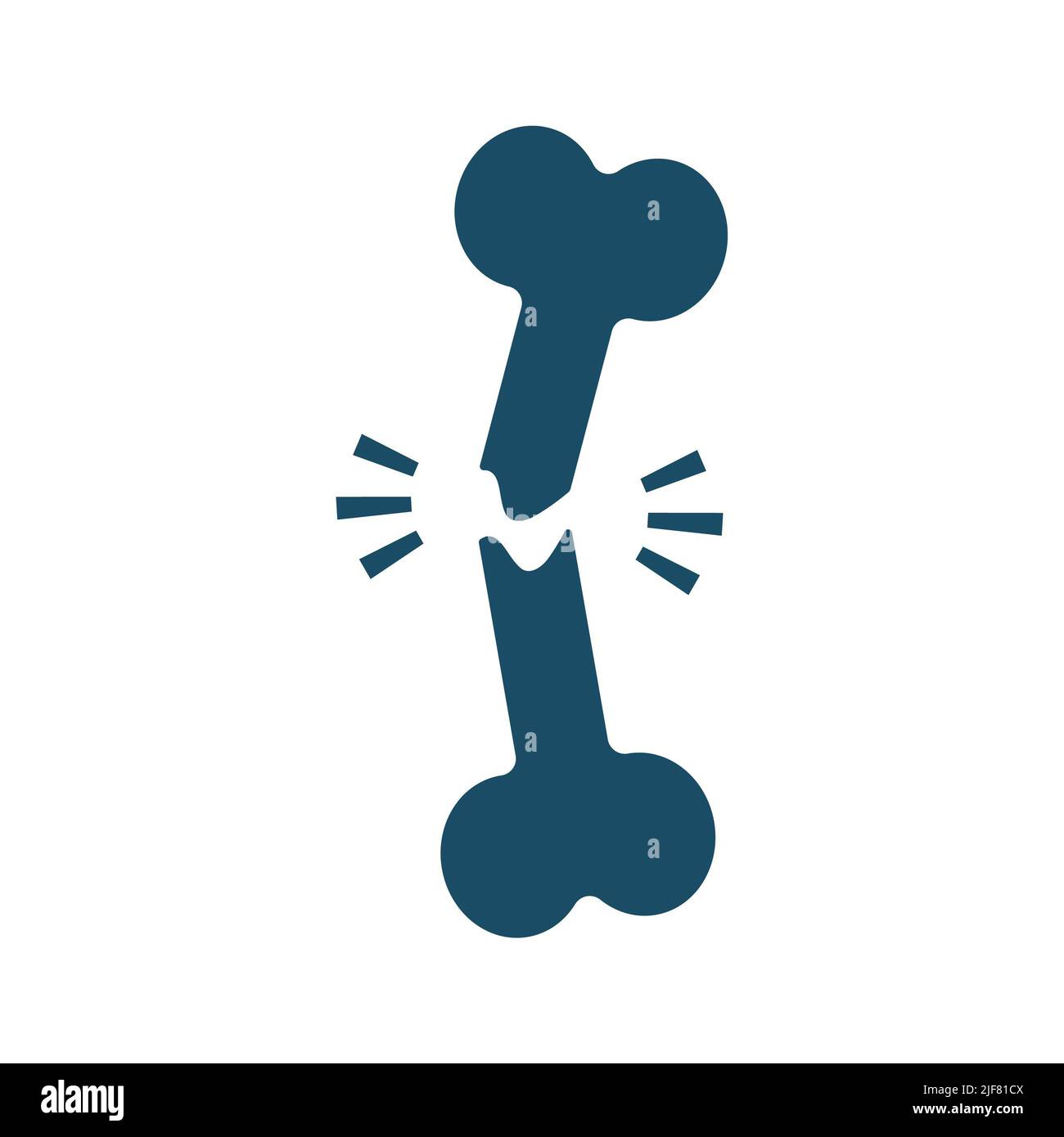 Icône en forme d'os cassé bleu foncé de haute qualité. Pictogramme, ensemble d'icônes, illustration. Utile pour le site Web, la bannière, les cartes de vœux, les applications et les publications sur les réseaux sociaux. Banque D'Images