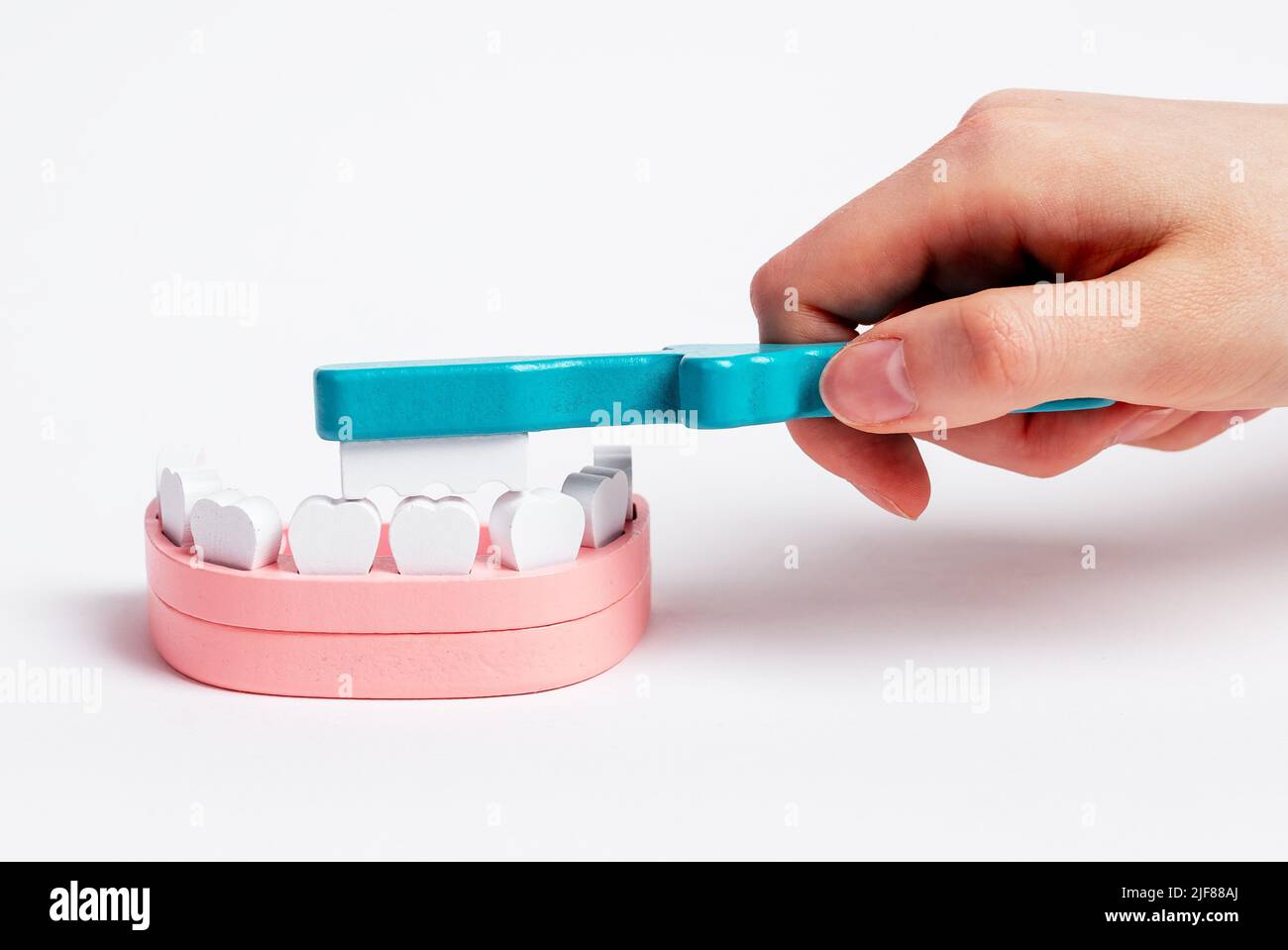 Brosse à dents en bois pour le brossage des dents de la mâchoire en bois.  Photo de haute qualité Photo Stock - Alamy