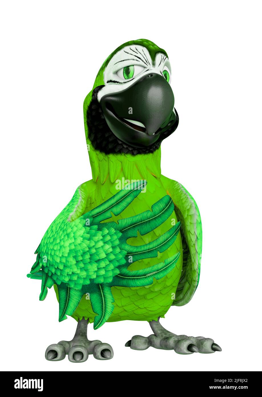 parrot dessin animé disant fille viennent avec papa. Ce type de masque est très utile pour les créations de conception graphique, l'illustration 3d Banque D'Images