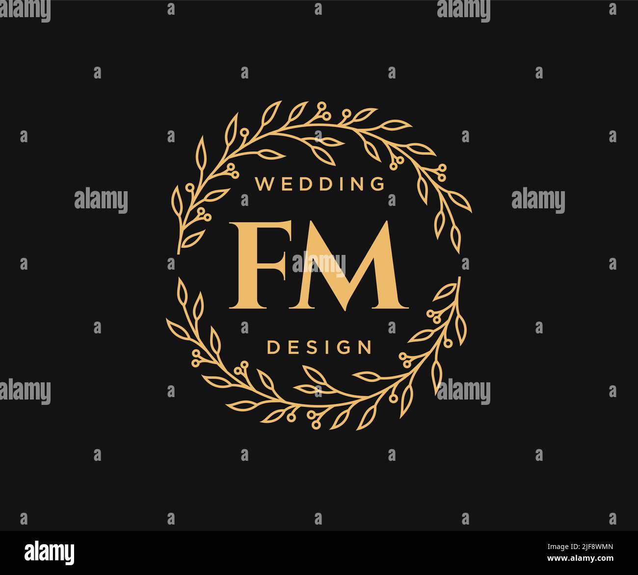 FM initiales lettre mariage monogramme collection de logos, dessin à la main moderne minimaliste et modèles floraux pour cartes d'invitation, Save the Date, élégant Illustration de Vecteur