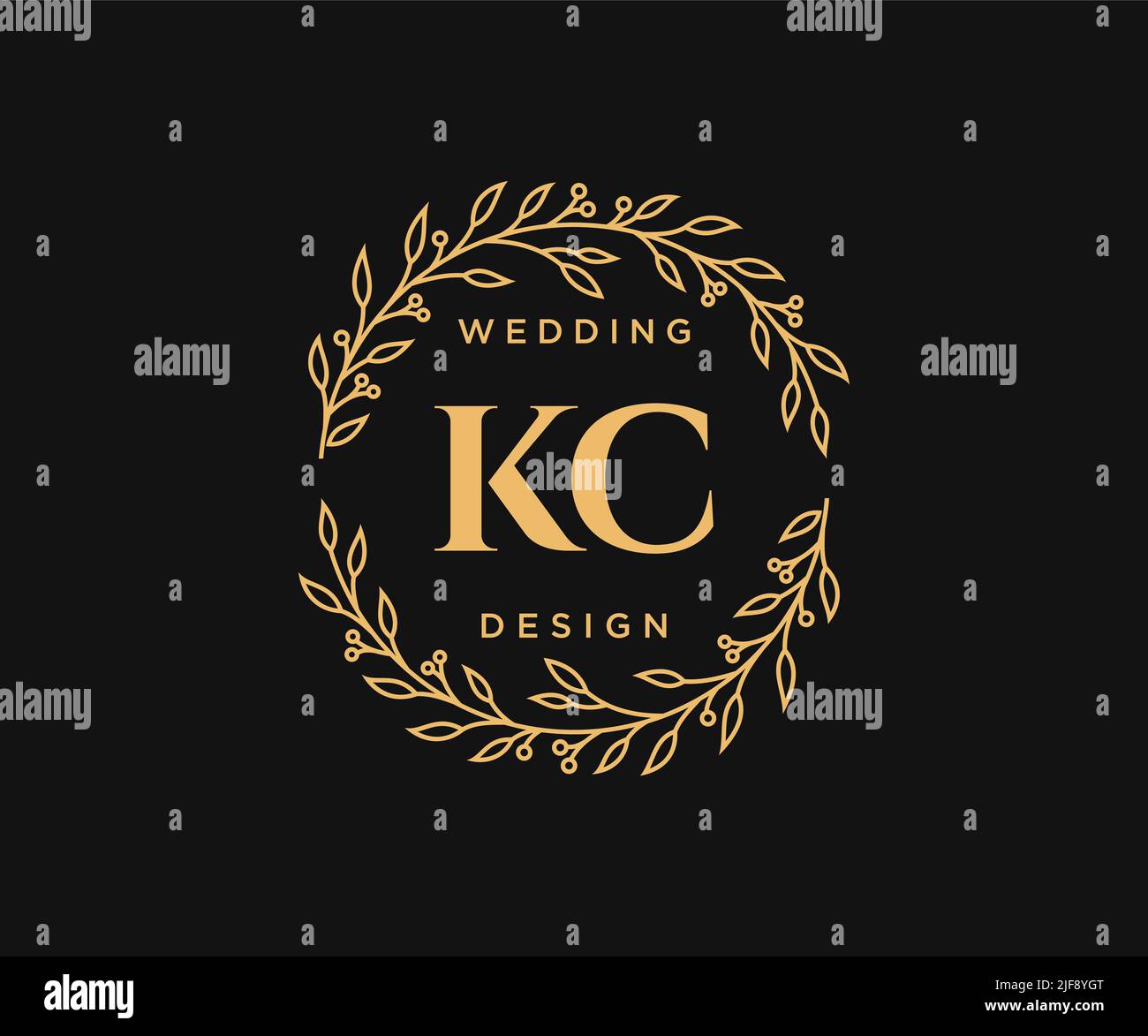 KC initiales lettre mariage monogramme logos collection, dessin à la main moderne minimaliste et modèles floraux pour cartes d'invitation, Save the Date, élégant Illustration de Vecteur