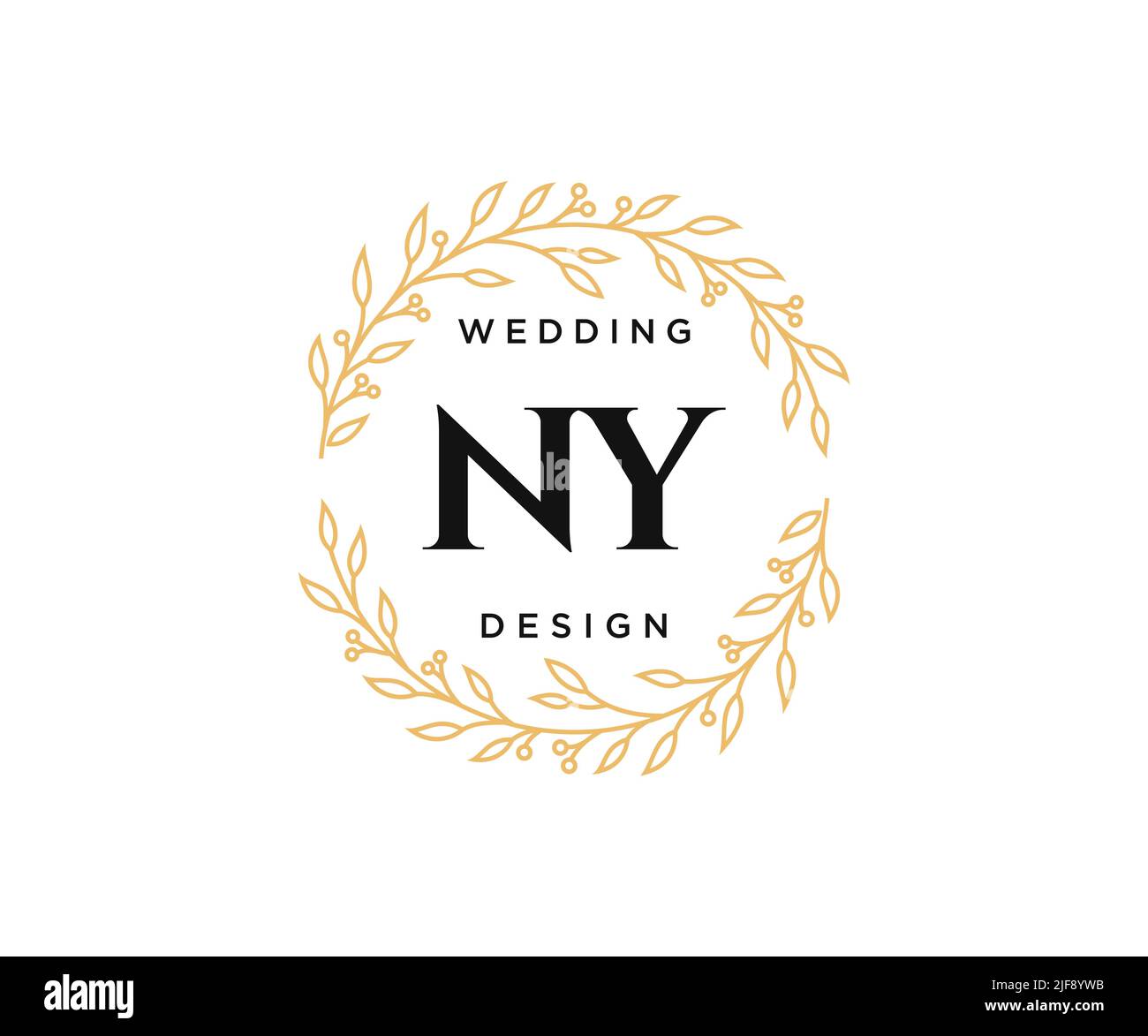NY initiales lettre mariage monogramme collection de logos, dessin à la main moderne minimaliste et modèles floraux pour cartes d'invitation, Save the Date, élégant Illustration de Vecteur