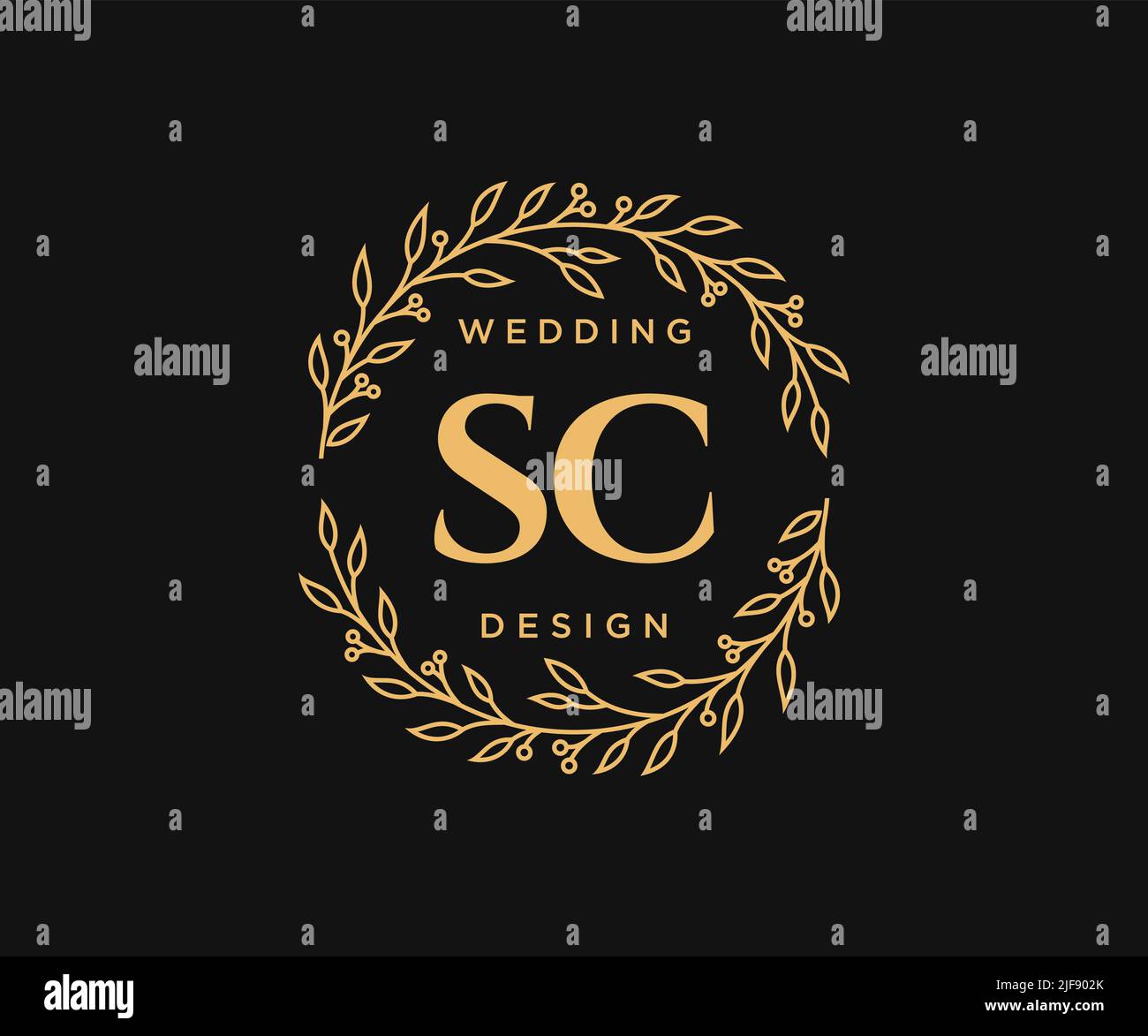 SC initiales lettre mariage monogramme collection de logos, dessin à la main moderne minimaliste et modèles floraux pour cartes d'invitation, Save the Date, élégant Illustration de Vecteur