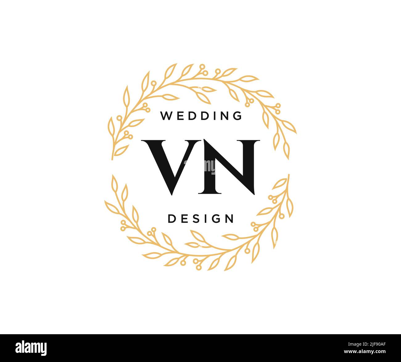 VN initiales lettre mariage monogramme collection de logos, dessin à la main moderne minimaliste et modèles floraux pour cartes d'invitation, Save the Date, élégant Illustration de Vecteur