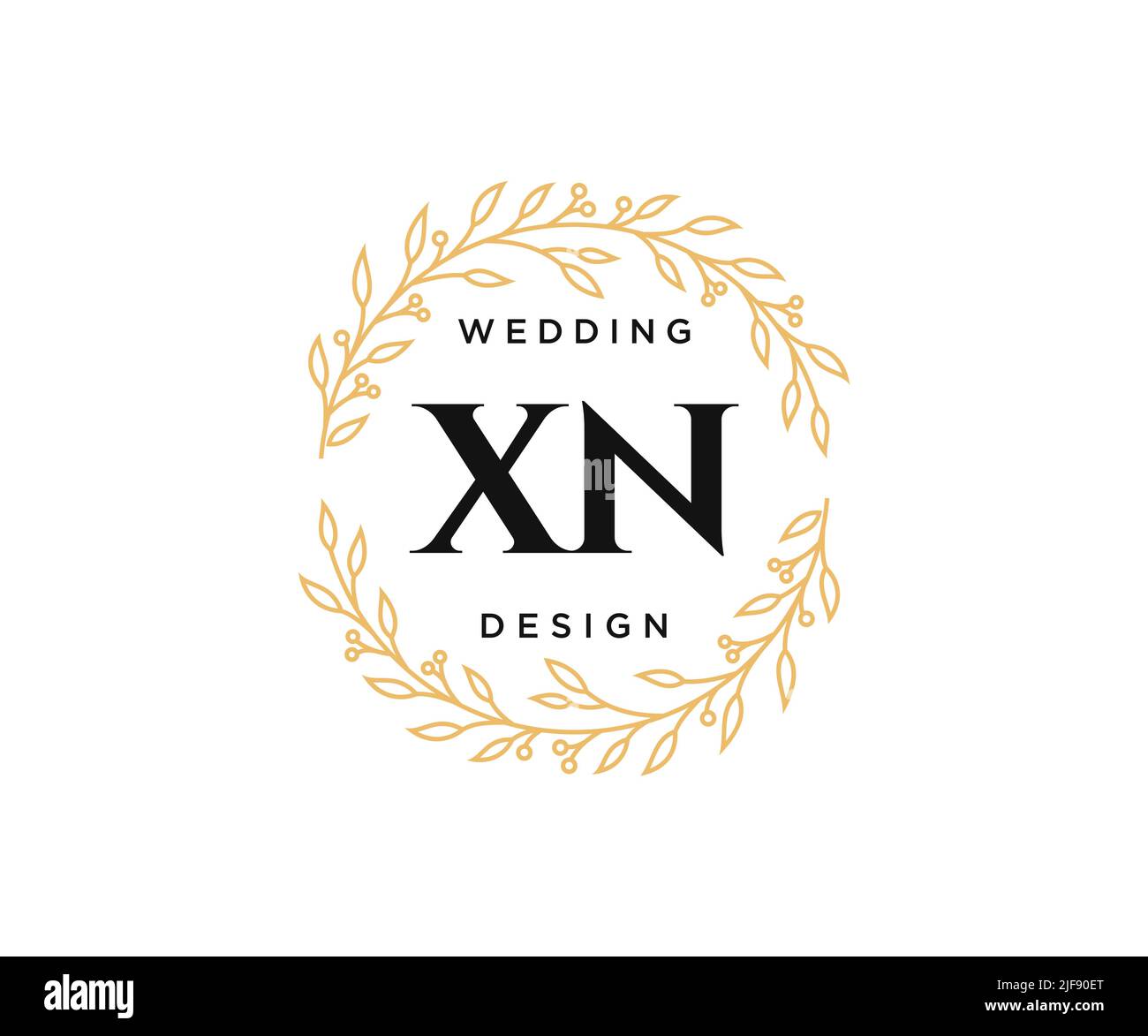 XN lettre initiale mariage monogramme logos collection, dessin à la main moderne minimaliste et modèles floraux pour cartes d'invitation, Save the Date, élégant Illustration de Vecteur