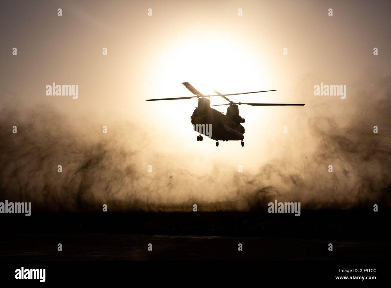 Royal Marocain Boeing CH-47 Chinook terres pendant l'exercice African Lion 2022 à Tifnit Maroc, Afrique, on 23 juin 2022. AL22 est le plus grand exercice annuel combiné, conjoint, du Commandement de l'Afrique des États-Unis organisé par le Maroc, le Ghana, le Sénégal et la Tunisie, 6 juin - 30. Plus de 7 500 participants de 28 pays et de l'OTAN s'entraînent ensemble en mettant l'accent sur l'amélioration de la préparation des forces américaines et des pays partenaires. AL22 est un exercice conjoint de tous les domaines, multi-composants et multinational, qui emploie une gamme complète de capacités de mission dans le but de renforcer l'interopérabilité entre les participants et de fixer le t Banque D'Images