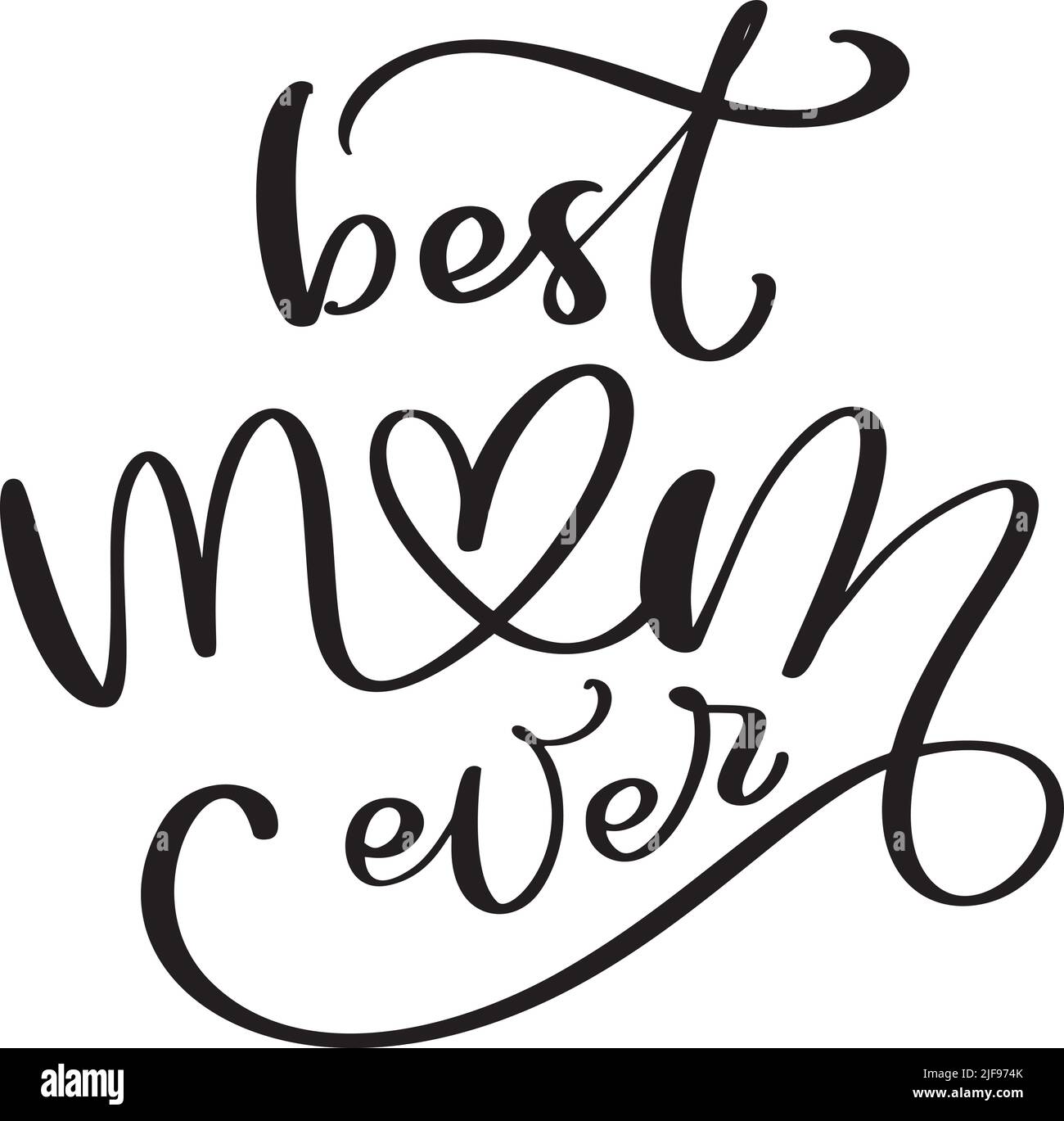 Vecteur manuscrit lettres coeur calligraphie famille texte meilleur maman jamais sur fond blanc. T-shirt style fête de la famille avec motif carte de vœux Illustration de Vecteur