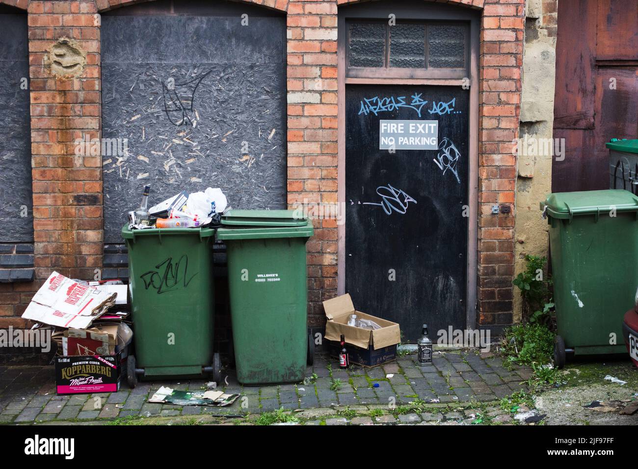 Bacs verts Council, Graffiti Banque D'Images