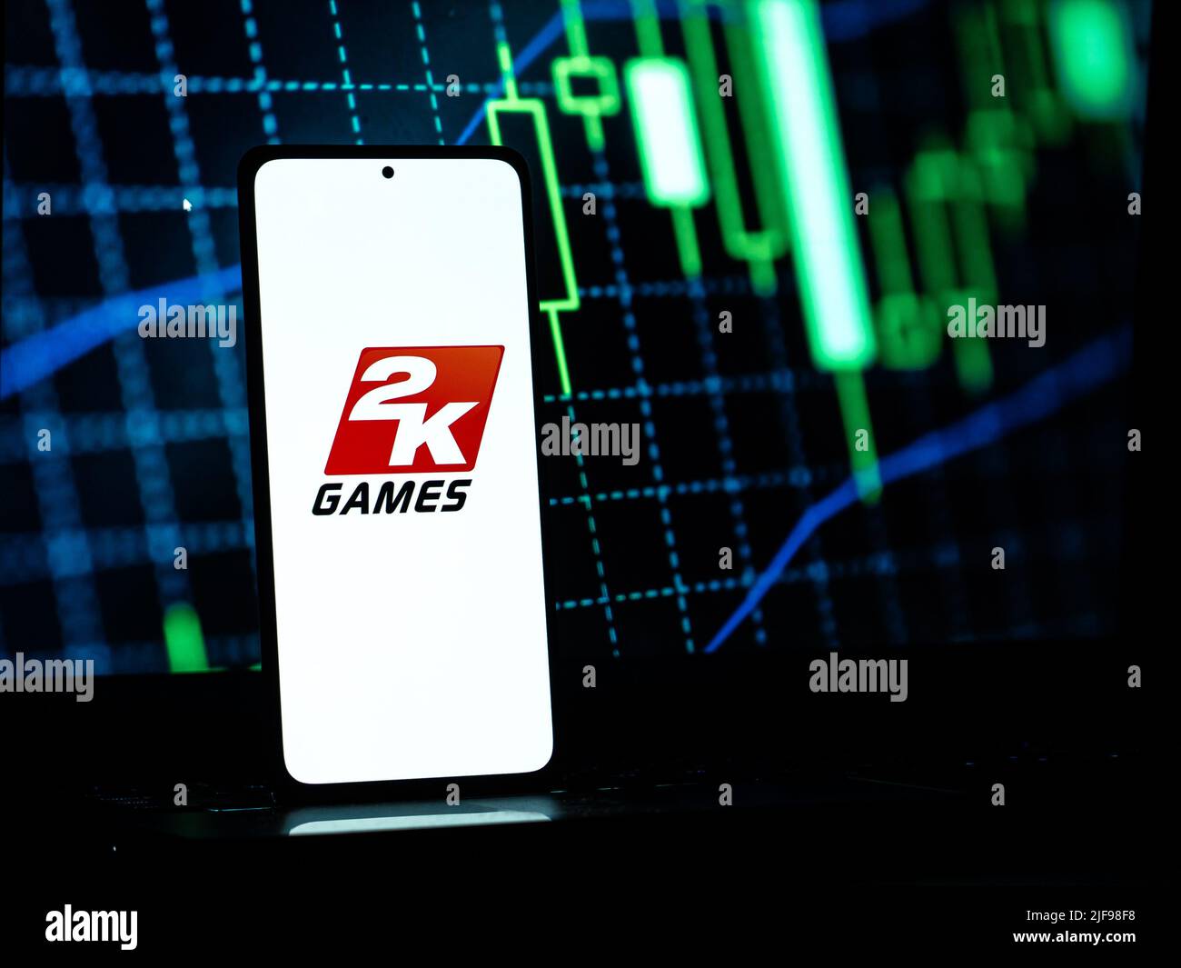 Bangal Ouest, Inde - 20 avril 2022 : 2K Jeux sur écran de téléphone image de stock. Banque D'Images