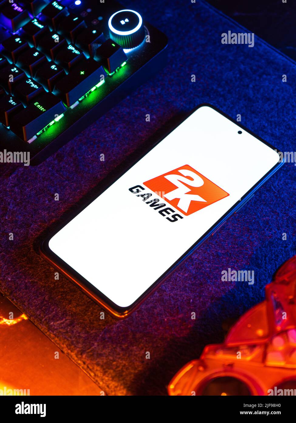 Bangal Ouest, Inde - 20 avril 2022 : 2K Jeux sur écran de téléphone image de stock. Banque D'Images