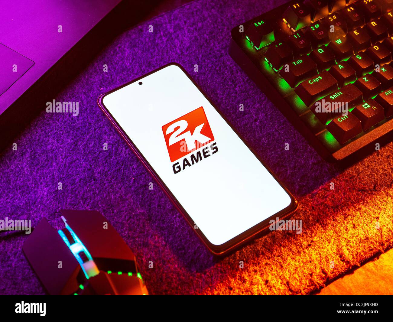 Bangal Ouest, Inde - 20 avril 2022 : 2K Jeux sur écran de téléphone image de stock. Banque D'Images