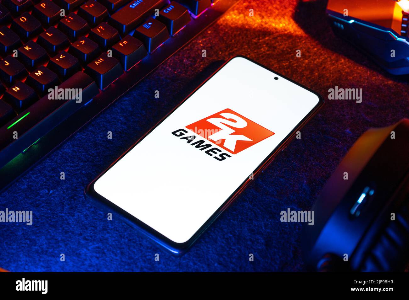 Bangal Ouest, Inde - 20 avril 2022 : 2K Jeux sur écran de téléphone image de stock. Banque D'Images