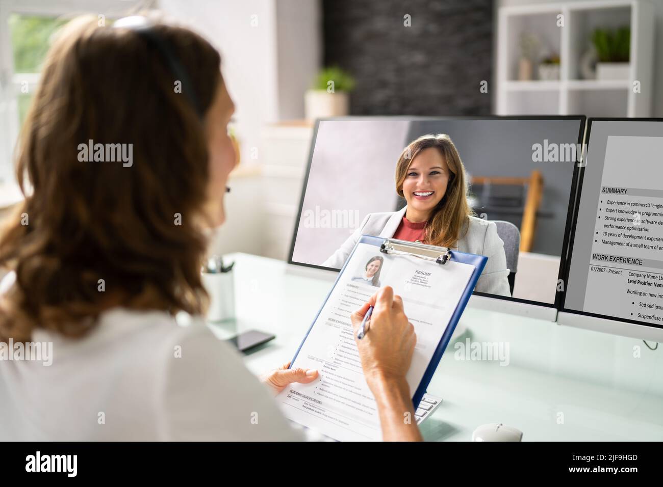 Webcast sur les entretiens d'embauche virtuels à l'aide de la vidéoconférence en ligne Banque D'Images