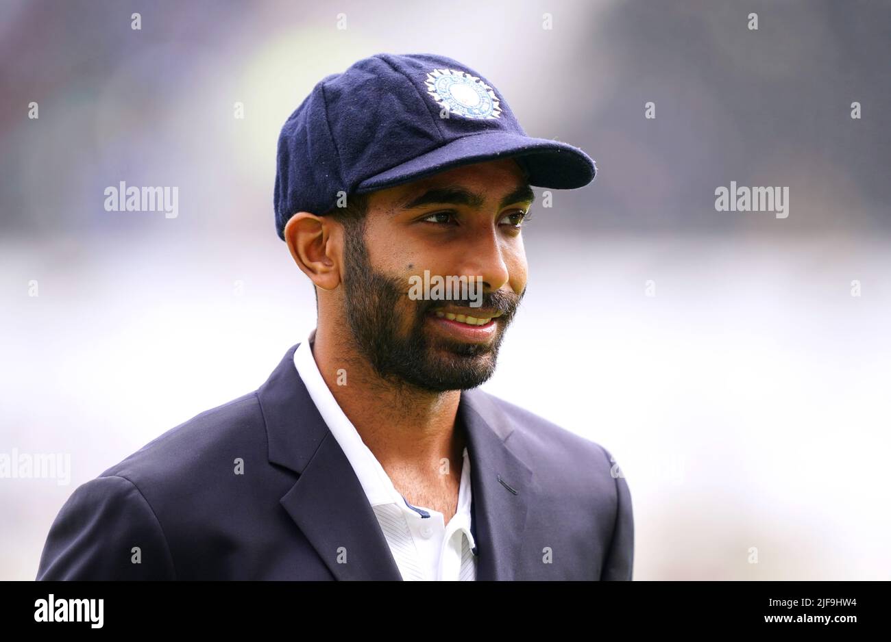 Le capitaine indien Jasprit Bumrah avant le premier jour du quatrième LV= Insurance Test Series Match au stade Edgbaston, Birmingham. Date de la photo: Vendredi 1 juillet 2022. Banque D'Images