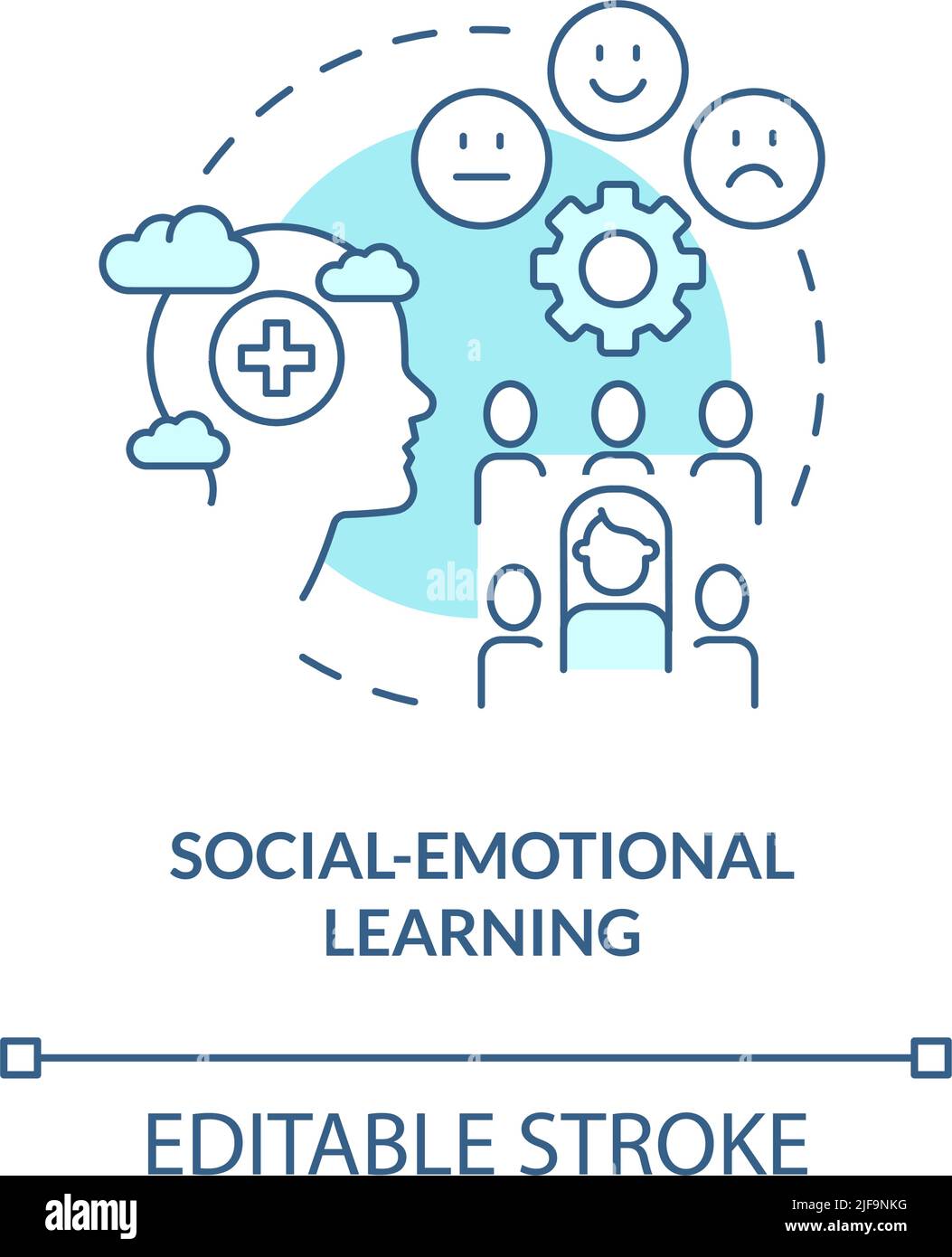 Social Emotional learning turquoise concept Icon Illustration de Vecteur