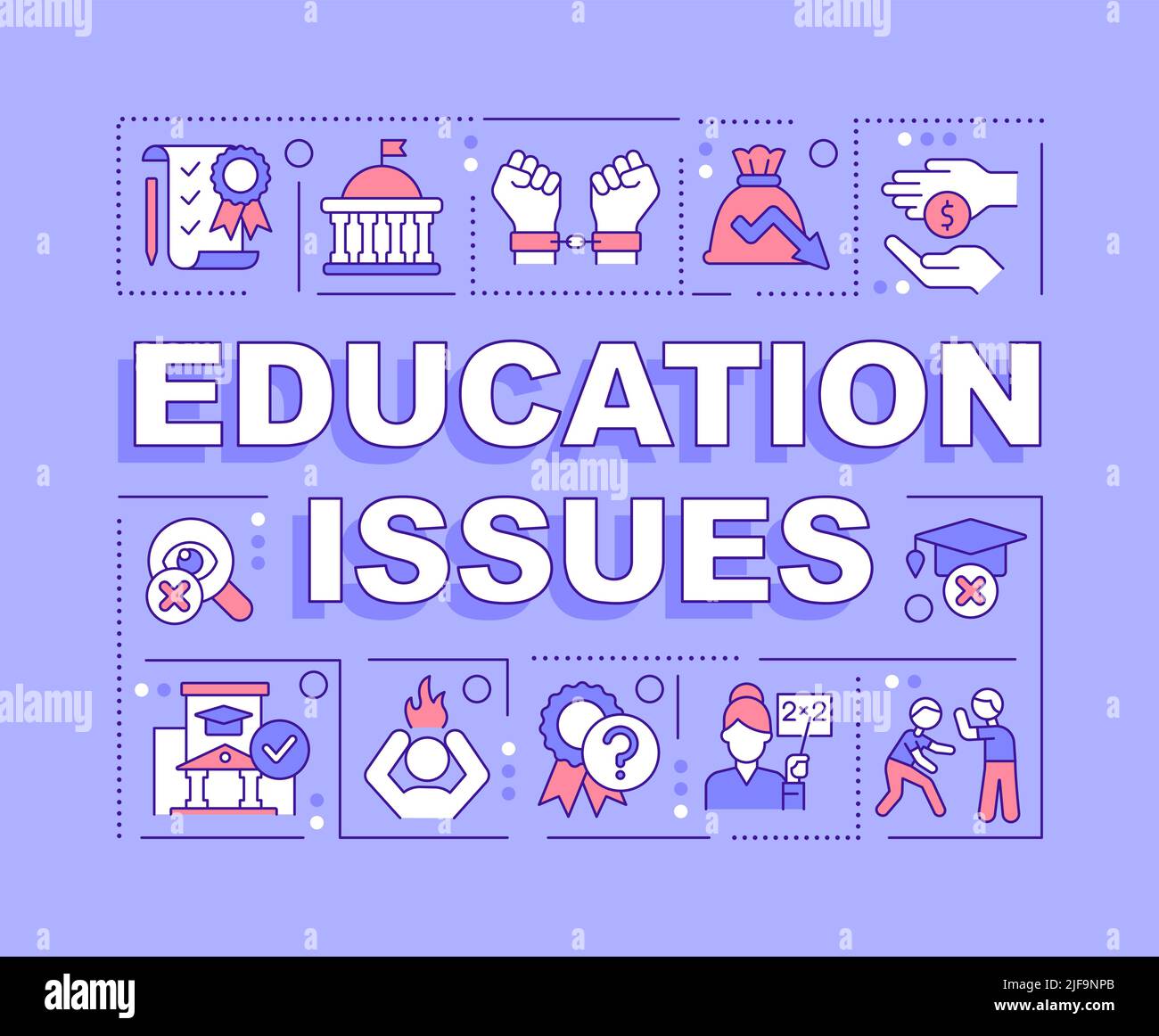 Questions d'éducation mot concepts bannière violette Illustration de Vecteur