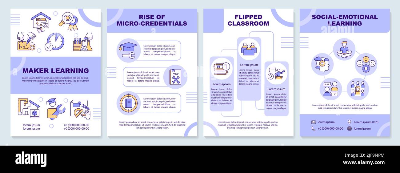 Modèle de brochure bleu clair sur les tendances en matière d'éducation Illustration de Vecteur