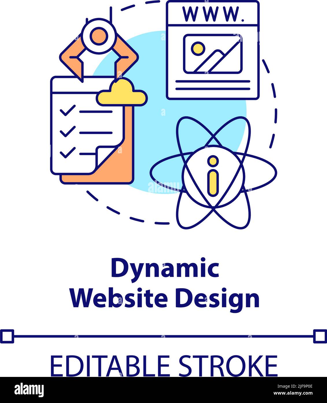Icône de concept de conception de site Web dynamique Illustration de Vecteur