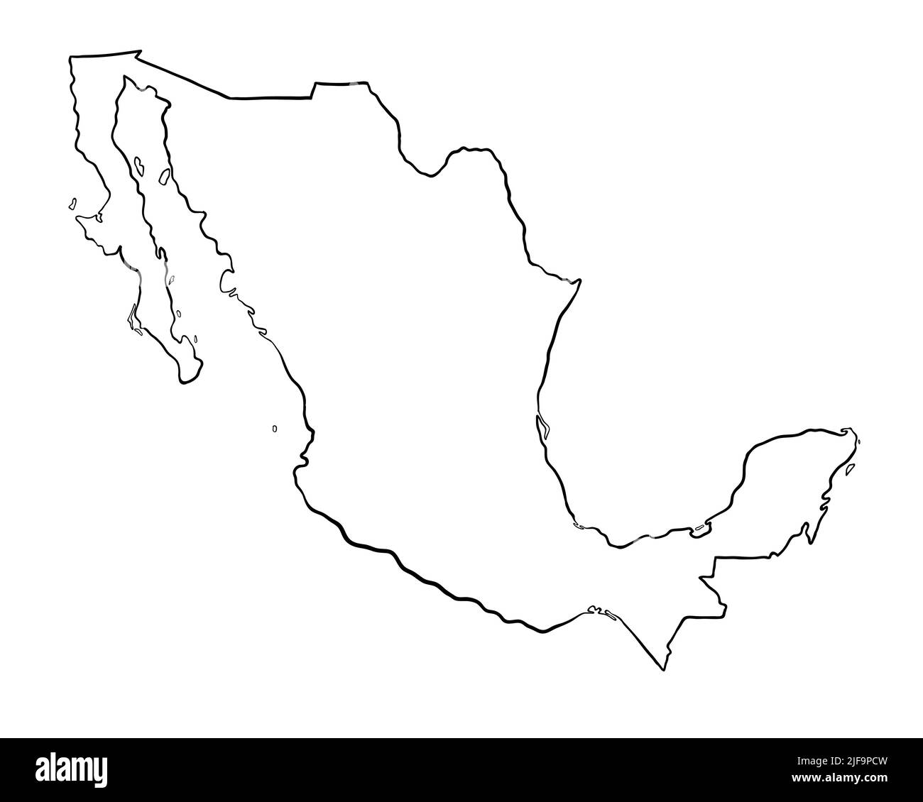 Mexique - carte dessinée à la main Banque D'Images