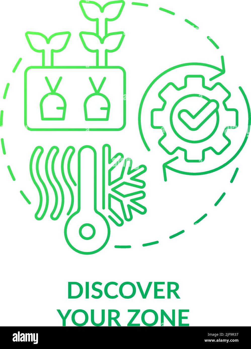 Découvrez votre icône de concept de gradient vert de zone Illustration de Vecteur