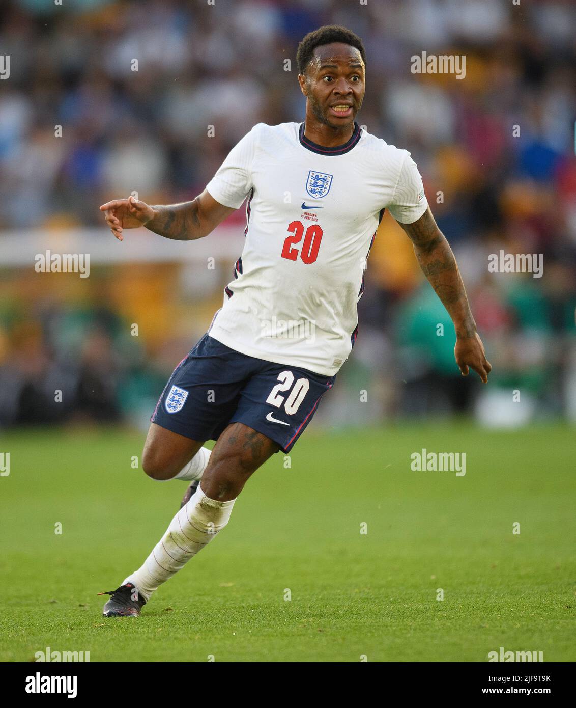 Angleterre contre Hongrie - Ligue des Nations de l'UEFA. 14/6/22. Raheem Sterling lors du match de l'UEFA Nations League contre la Hongrie. Pic : Mark pain / Alamy Banque D'Images