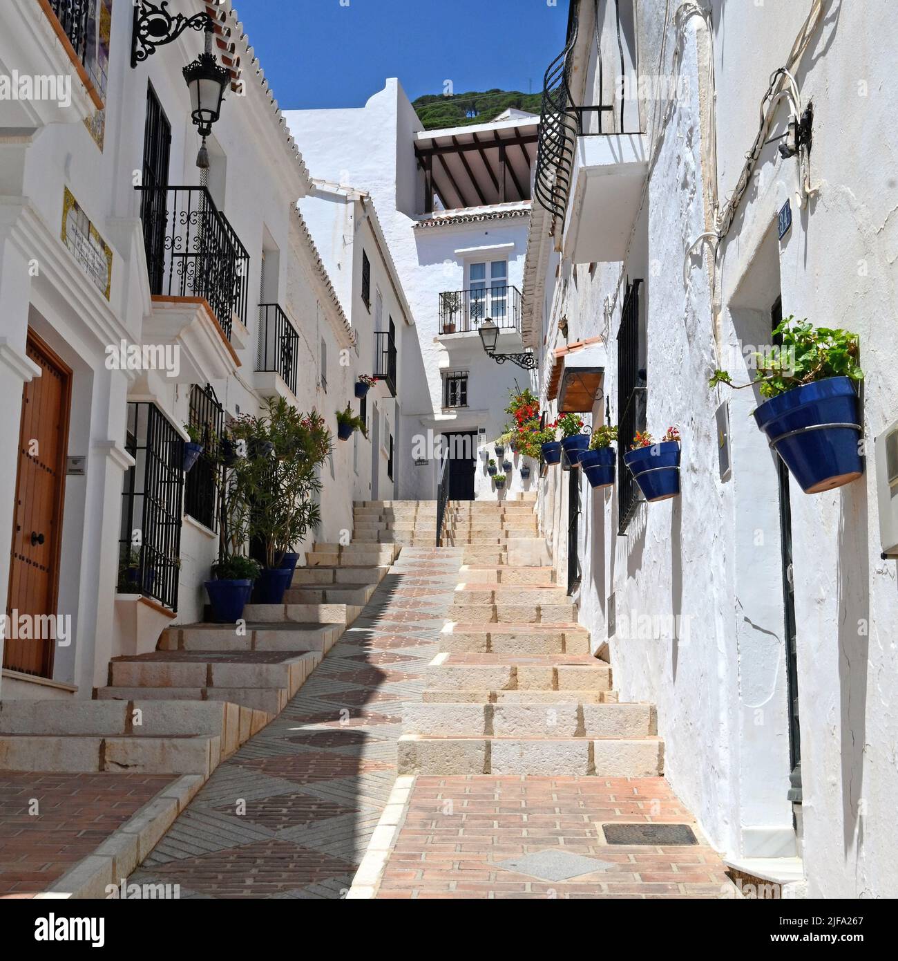 Rue Mijas, Andalousie, Espagne Banque D'Images