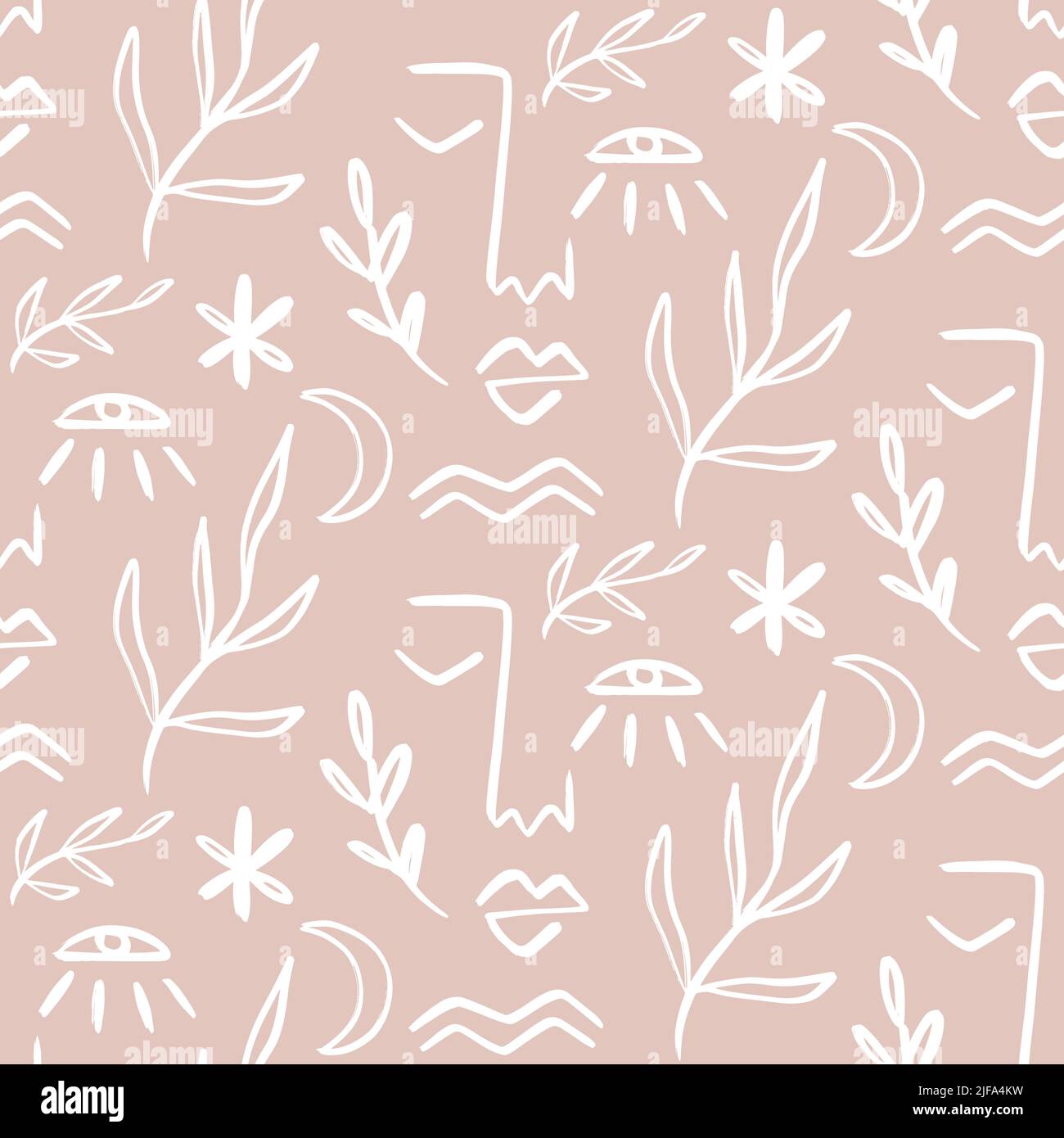 Une ligne en dessinant une face abstraite sans couture Illustration de Vecteur